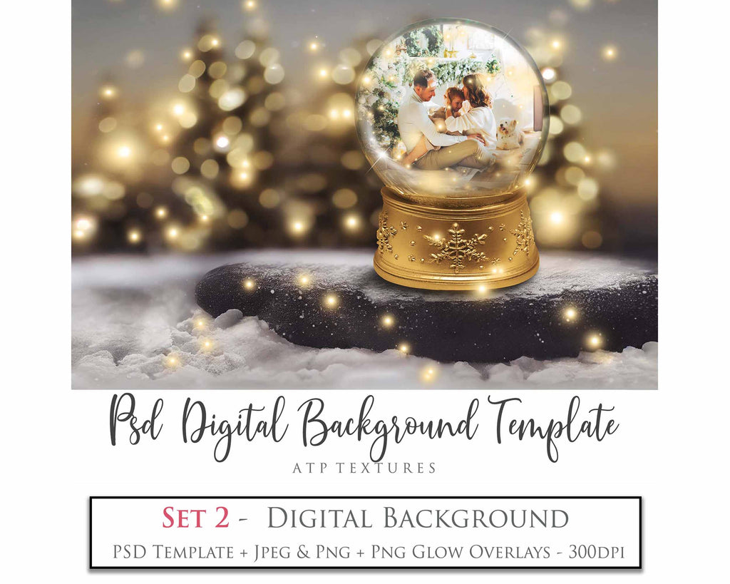 Christmas Snow Globe Announcement PSD template and Overlays. Digital Background, with Glows and Star Overlays. The globe is transparent, perfect for you to add your own images and retain the glass see through effect.This file is 6000 x 4000, 300dpi. Photography, Scrapbooking, Png, Jpeg, Psd. ATP Textures.