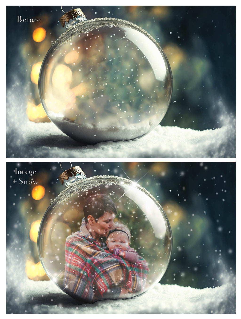 Christmas Glass Bauble Ornament Overlay and Background, with snow flurries and a PSD template included in the set.The globe is transparent, perfect for you to add your own images and retain the snow globe effect.This file is 6000 x 4000, 300dpi. Photography, Scrapbooking, Photo Overlays, Png, Jpeg, Psd. ATP Textures.