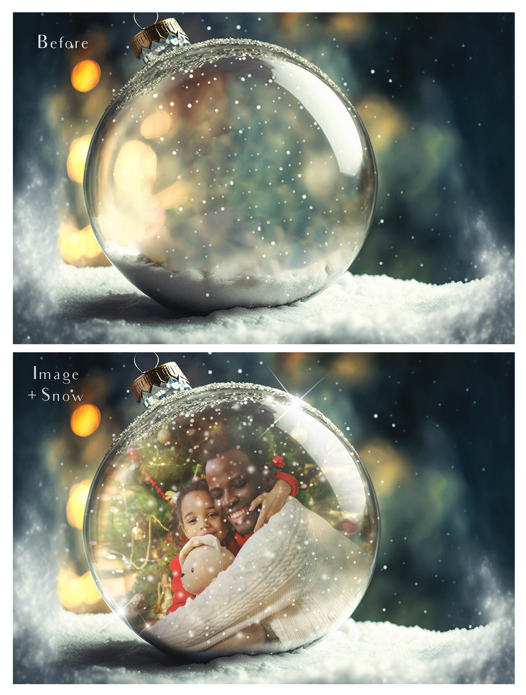 Christmas Glass Bauble Ornament Overlay and Background, with snow flurries and a PSD template included in the set.The globe is transparent, perfect for you to add your own images and retain the snow globe effect.This file is 6000 x 4000, 300dpi. Photography, Scrapbooking, Photo Overlays, Png, Jpeg, Psd. ATP Textures.