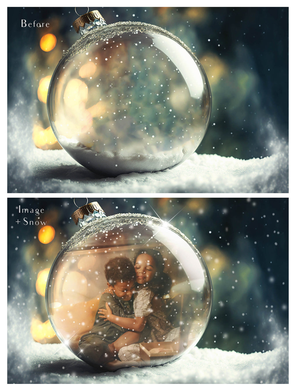 Christmas Glass Bauble Ornament Overlay and Background, with snow flurries and a PSD template included in the set.The globe is transparent, perfect for you to add your own images and retain the snow globe effect.This file is 6000 x 4000, 300dpi. Photography, Scrapbooking, Photo Overlays, Png, Jpeg, Psd. ATP Textures.