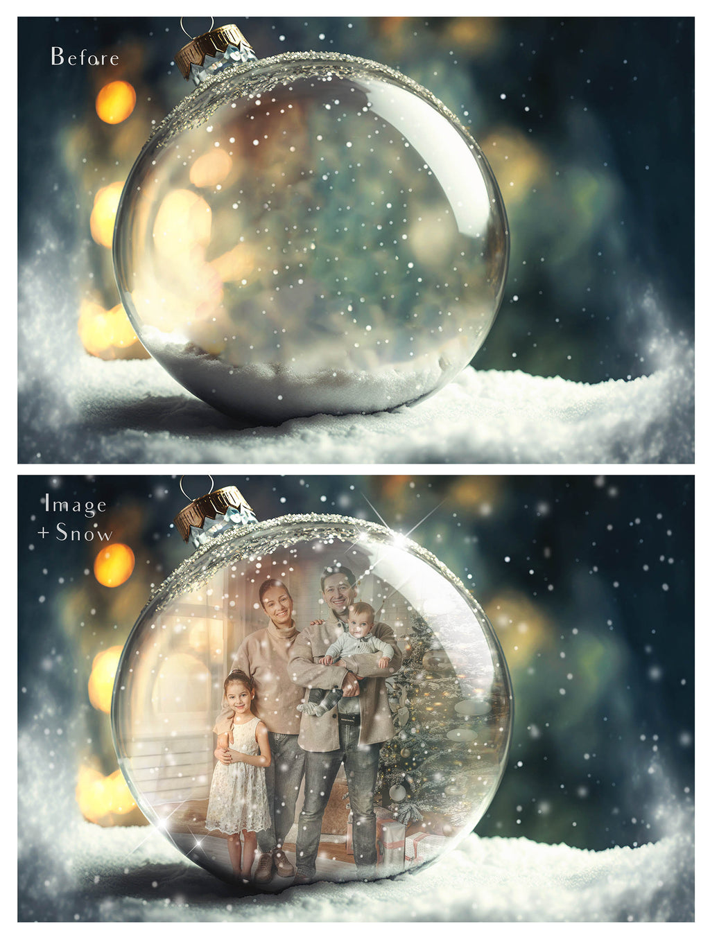 Christmas Glass Bauble Ornament Overlay and Background, with snow flurries and a PSD template included in the set.The globe is transparent, perfect for you to add your own images and retain the snow globe effect.This file is 6000 x 4000, 300dpi. Photography, Scrapbooking, Photo Overlays, Png, Jpeg, Psd. ATP Textures.