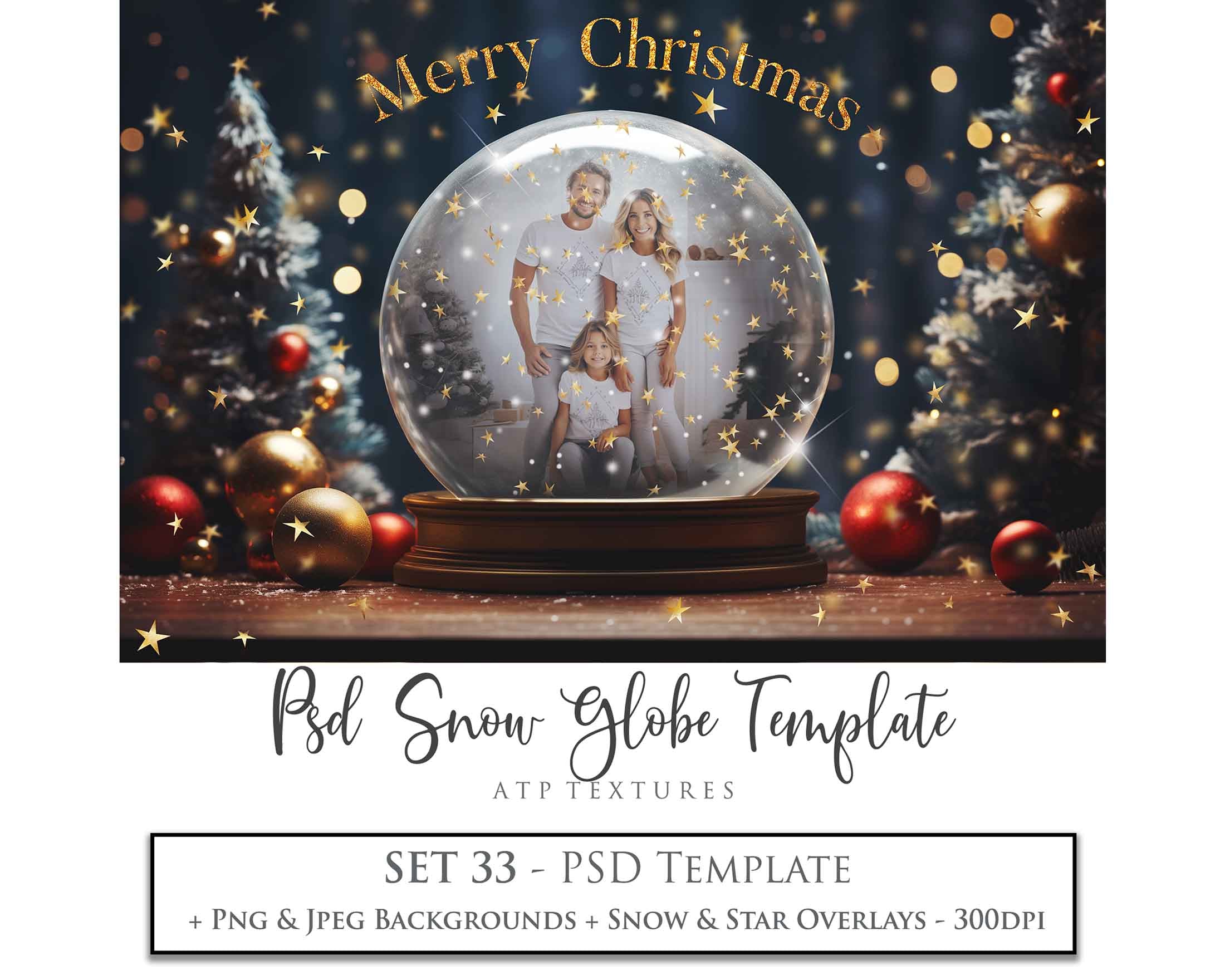 PSD Template SNOW GLOBE DIGITAL BACKGROUND Set 33