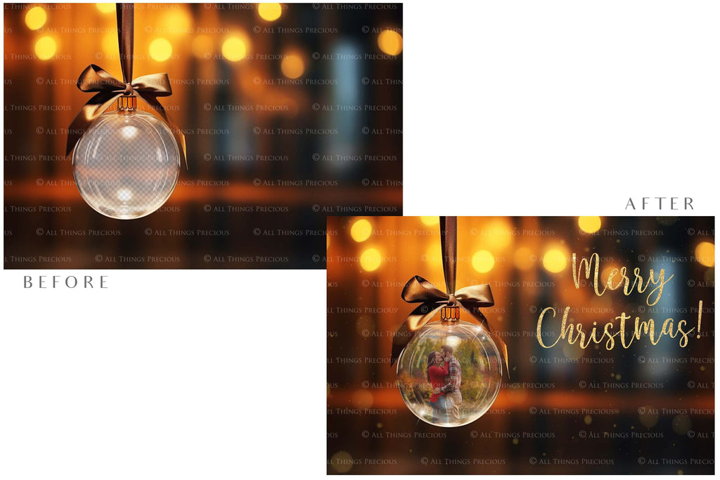 Christmas Glass Bauble Ornament Overlay and Background, with snow flurries and a PSD template included in the set.The globe is transparent, perfect for you to add your own images and retain the snow globe effect.This file is 6000 x 4000, 300dpi. Photography, Scrapbooking, Photo Overlays, Png, Jpeg, Psd. ATP Textures.