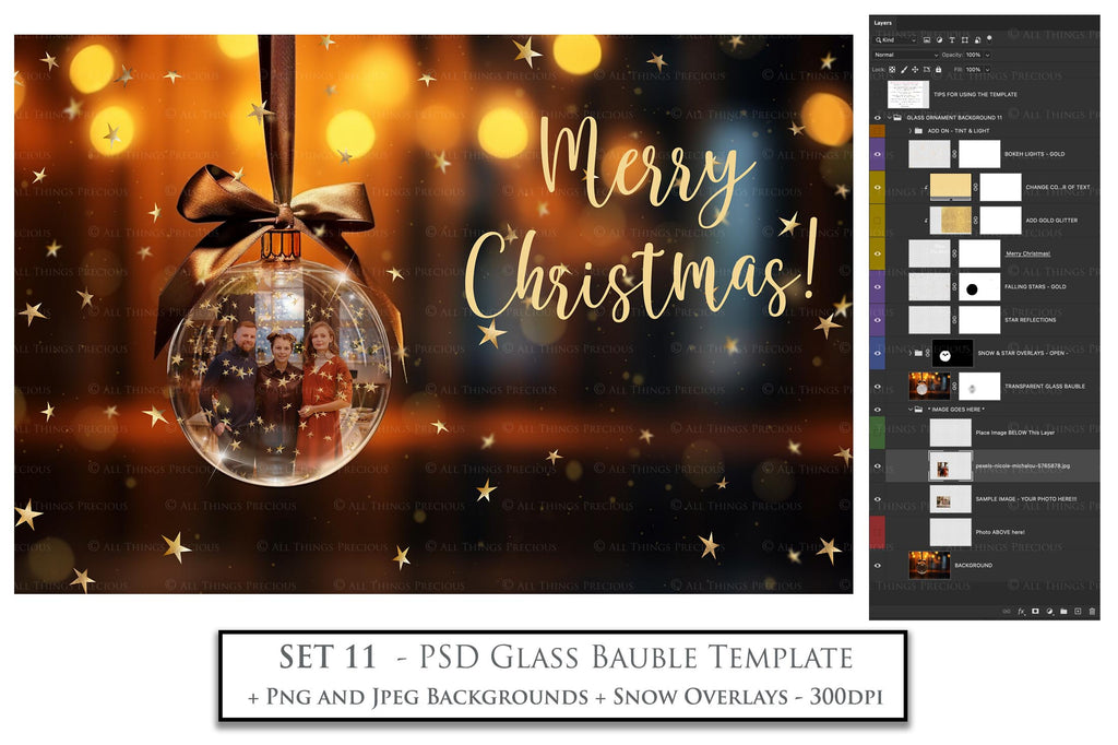 Christmas Glass Bauble Ornament Overlay and Background, with snow flurries and a PSD template included in the set.The globe is transparent, perfect for you to add your own images and retain the snow globe effect.This file is 6000 x 4000, 300dpi. Photography, Scrapbooking, Photo Overlays, Png, Jpeg, Psd. ATP Textures.