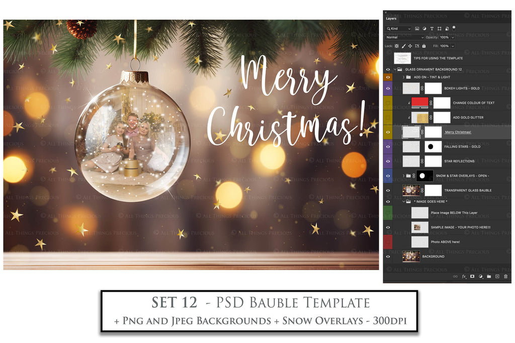 Christmas Glass Bauble Ornament Overlay and Background, with snow flurries and a PSD template included in the set.The globe is transparent, perfect for you to add your own images and retain the snow globe effect.This file is 6000 x 4000, 300dpi. Photography, Scrapbooking, Photo Overlays, Png, Jpeg, Psd. ATP Textures.