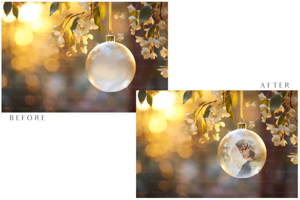 Christmas Glass Bauble Ornament Overlay and Background, with snow flurries and a PSD template included in the set.The globe is transparent, perfect for you to add your own images and retain the snow globe effect.This file is 6000 x 4000, 300dpi. Photography, Scrapbooking, Photo Overlays, Png, Jpeg, Psd. ATP Textures.