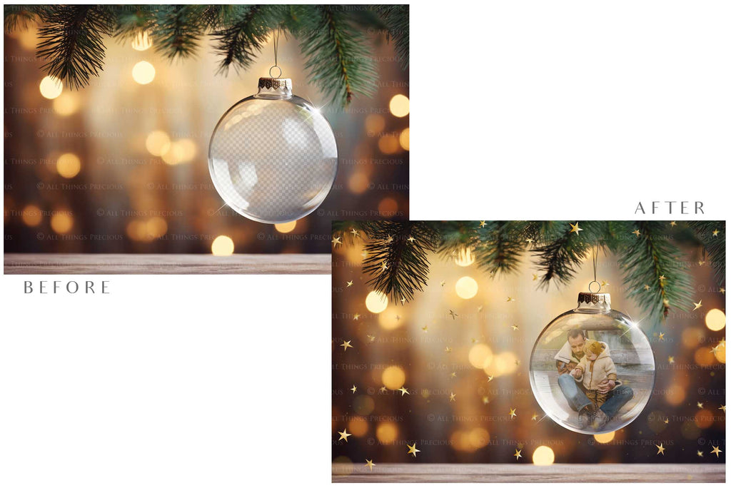 Christmas Glass Bauble Ornament Overlay and Background, with snow flurries and a PSD template included in the set.The globe is transparent, perfect for you to add your own images and retain the snow globe effect.This file is 6000 x 4000, 300dpi. Photography, Scrapbooking, Photo Overlays, Png, Jpeg, Psd. ATP Textures.