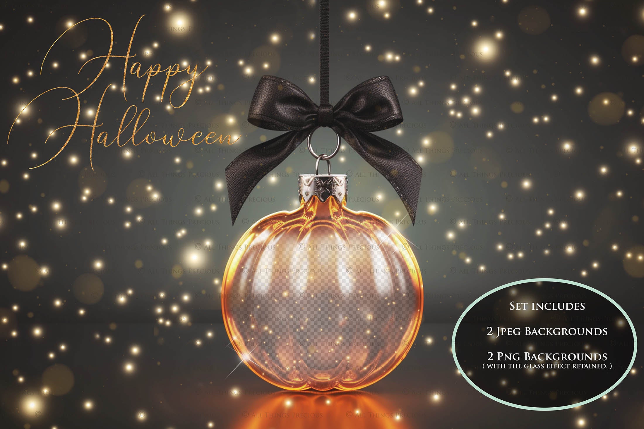 Magical Halloween Template Background. Snow globe with overlays. Add a photo to the digital background. Glass Effect Ornament bauble. Jpeg and Png copies. With magic overlays included. High resolution, quality files for photography, scrapbooking. ATP Textures.