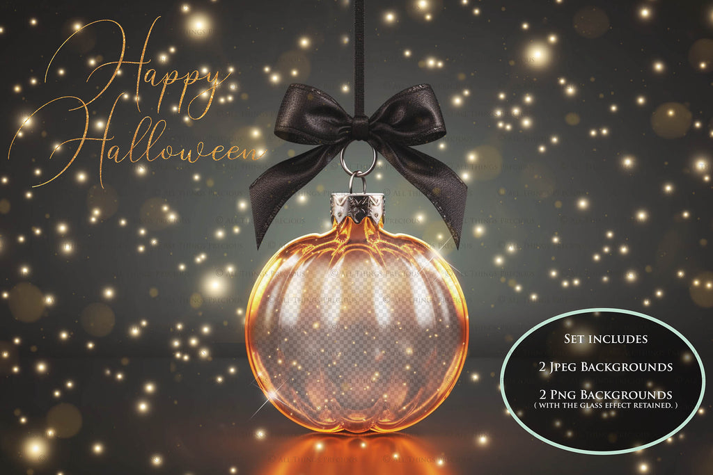 Magical Halloween Template Background. Snow globe with overlays. Add a photo to the digital background. Glass Effect Ornament bauble. Jpeg and Png copies. With magic overlays included. High resolution, quality files for photography, scrapbooking. ATP Textures.