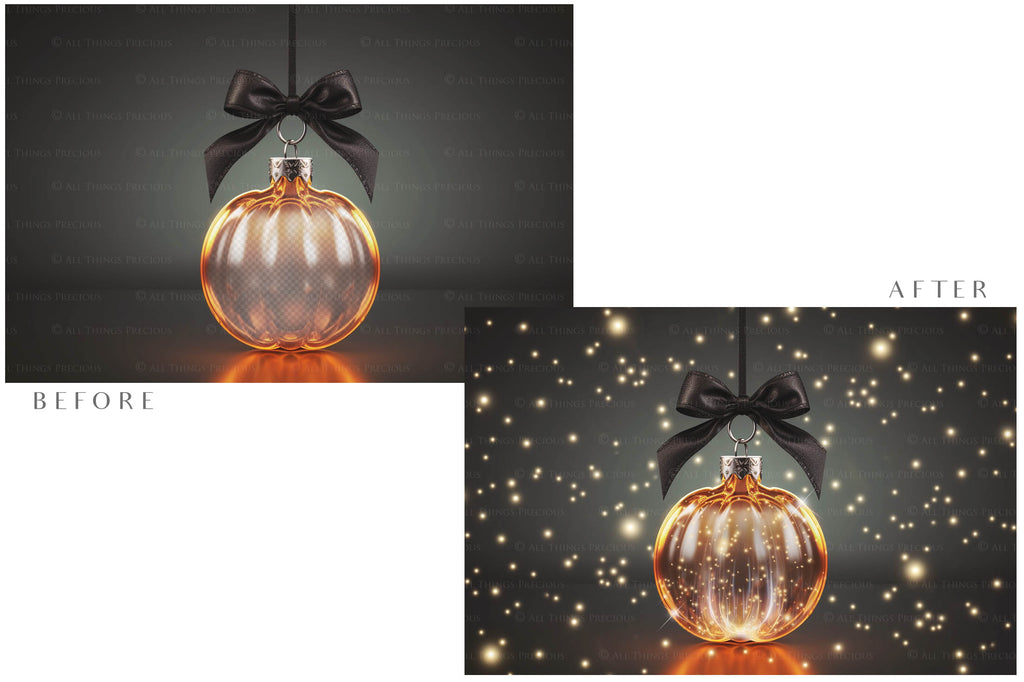 Magical Halloween Template Background. Snow globe with overlays. Add a photo to the digital background. Glass Effect Ornament bauble. Jpeg and Png copies. With magic overlays included. High resolution, quality files for photography, scrapbooking. ATP Textures.