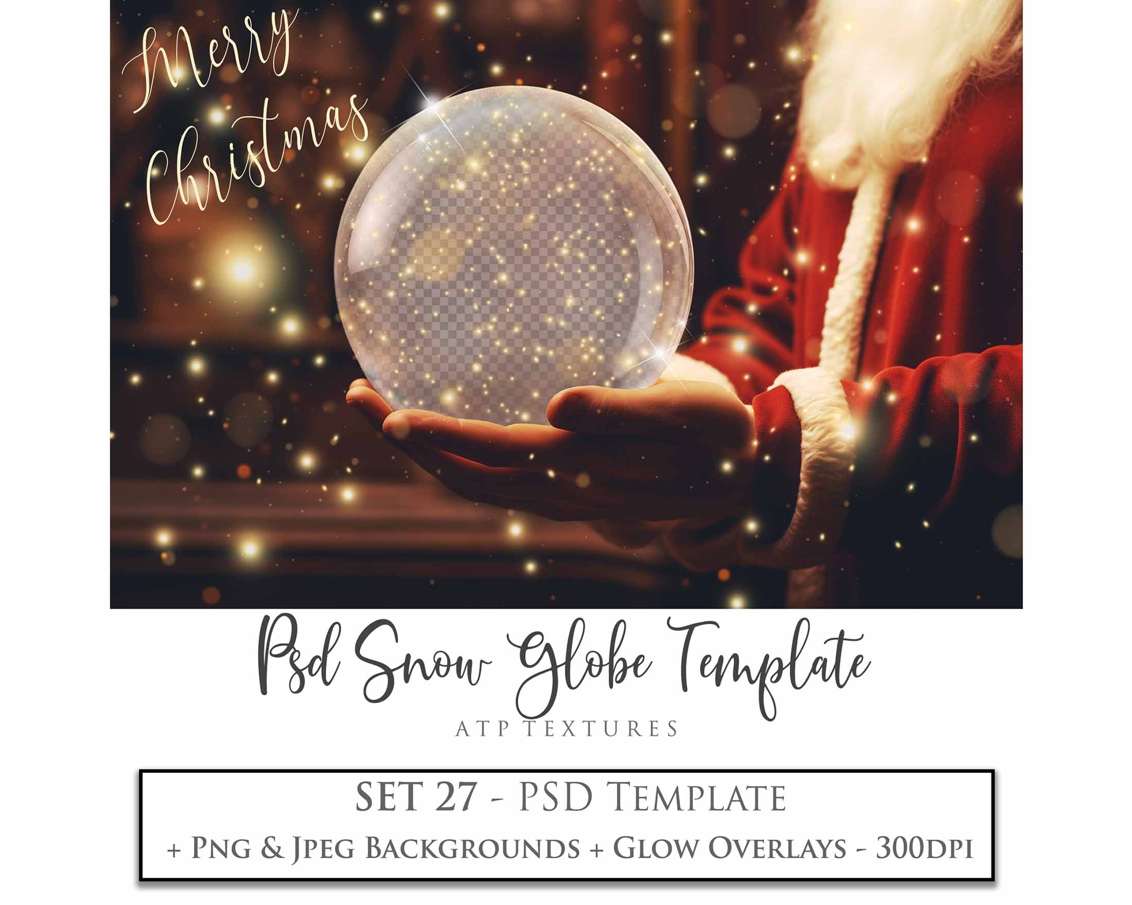 PSD Template - SNOW GLOBE DIGITAL BACKGROUND - Set 27