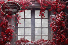 Load image into Gallery viewer, Digital Santa Window Background, with snow flurries and a PSD Template included in the set. The Window has a glass effect and is transparent, perfect for you to add your own images and retain the effect. Use for Digital Cards, Printed Art, Scrapbooking or for photography. Find more at www.atptextures.com
