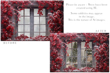 Load image into Gallery viewer, Digital Santa Window Background, with snow flurries and a PSD Template included in the set. The Window has a glass effect and is transparent, perfect for you to add your own images and retain the effect. Use for Digital Cards, Printed Art, Scrapbooking or for photography. Find more at www.atptextures.com
