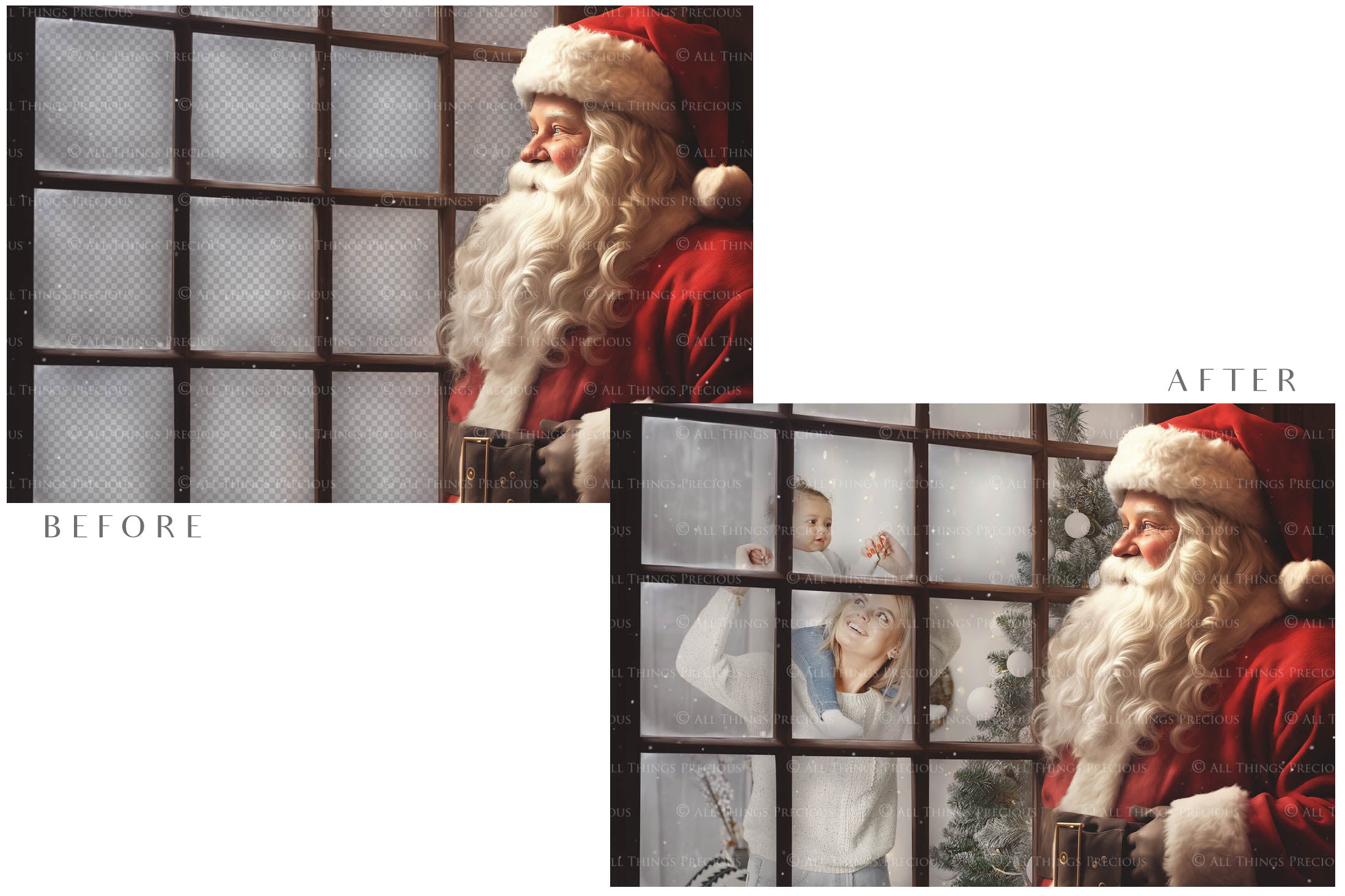 Digital Santa Window Background, with snow flurries and a PSD Template included in the set. The Window has a glass effect and is transparent, perfect for you to add your own images and retain the effect. Use for Digital Cards, Printed Art, Scrapbooking or for photography. Find more at www.atptextures.com