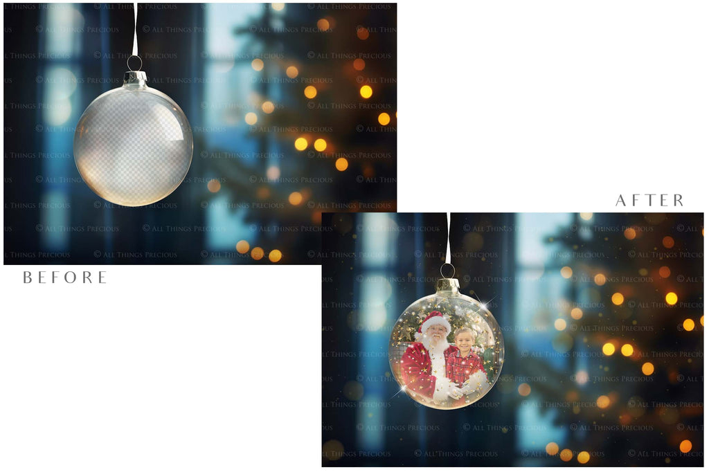 Christmas Glass Bauble Ornament Overlay and Background, with snow flurries and a PSD template included in the set.The globe is transparent, perfect for you to add your own images and retain the snow globe effect.This file is 6000 x 4000, 300dpi. Photography, Scrapbooking, Photo Overlays, Png, Jpeg, Psd. ATP Textures.