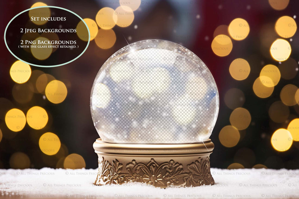 Digital Snow Globe Background, with png snow overlays and PSD Template.set.The globe is transparent, perfect for you to add your own images and retain the snow globe effect.This file is 6000 x 4000, 300dpi. Printable Christmas Theme style. Photoshop Editing Backdrop for Photographers, Scrapbooking and cards.