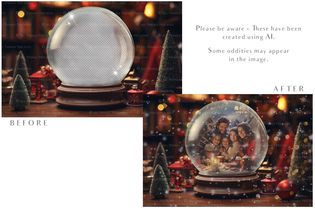 Digital Snow Globe Background, with png snow overlays and PSD Template.set.The globe is transparent, perfect for you to add your own images and retain the snow globe effect.This file is 6000 x 4000, 300dpi. Printable Christmas Theme style. Photoshop Editing Backdrop for Photographers, Scrapbooking and cards.