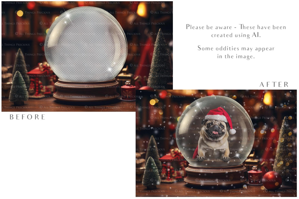 Digital Snow Globe Background, with png snow overlays and PSD Template.set.The globe is transparent, perfect for you to add your own images and retain the snow globe effect.This file is 6000 x 4000, 300dpi. Printable Christmas Theme style. Photoshop Editing Backdrop for Photographers, Scrapbooking and cards.