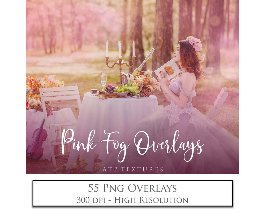 Pink Fog Overlays. Fine Art High Resolution Overlays for Photographers, Digital Art and Scrapbooking. Photoshop Photography. Fine art realistic. Printable wall art decor. In high resolution, perfect for your next edit or project! Png graphic photography assets. Sublimation art. ATP Textures