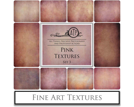 Pretty Pink textures. Fine art texture for photographers, digital editing. Photo Overlays. Antique, Vintage, Grunge, Light, Aged Bundle. Textured printable Canvas, Colour, black and white, Bundle. High resolution, 300dpi Graphic Assets for photography, digital scrapbooking and design. By ATP Textures