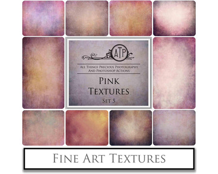 Pretty Pink textures. Fine art texture for photographers, digital editing. Photo Overlays. Antique, Vintage, Grunge, Light, Aged Bundle. Textured printable Canvas, Colour, black and white, Bundle. High resolution, 300dpi Graphic Assets for photography, digital scrapbooking and design. By ATP Textures