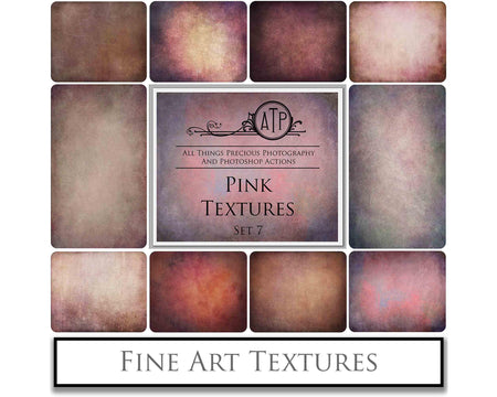 Pretty Pink textures. Fine art texture for photographers, digital editing. Photo Overlays. Antique, Vintage, Grunge, Light, Aged Bundle. Textured printable Canvas, Colour, black and white, Bundle. High resolution, 300dpi Graphic Assets for photography, digital scrapbooking and design. By ATP Textures