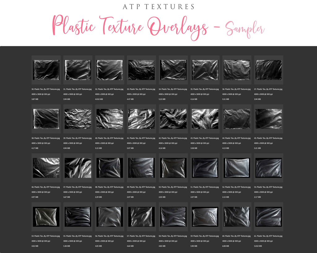 This set of Overlays & Photoshop Brushes includes JPEG Plastic Textures all different and unique with photoshop brushes. All JPEG overlays are 300dpi in high resolution. THEY ARE SUITABLE FOR FINE ART PRINTING. Digital assets for graphic art and photography.