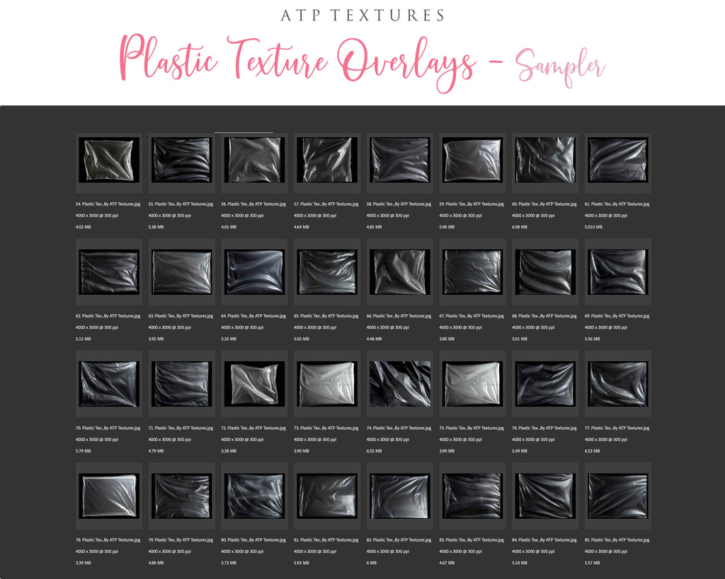 This set of Overlays & Photoshop Brushes includes JPEG Plastic Textures all different and unique with photoshop brushes. All JPEG overlays are 300dpi in high resolution. THEY ARE SUITABLE FOR FINE ART PRINTING. Digital assets for graphic art and photography.