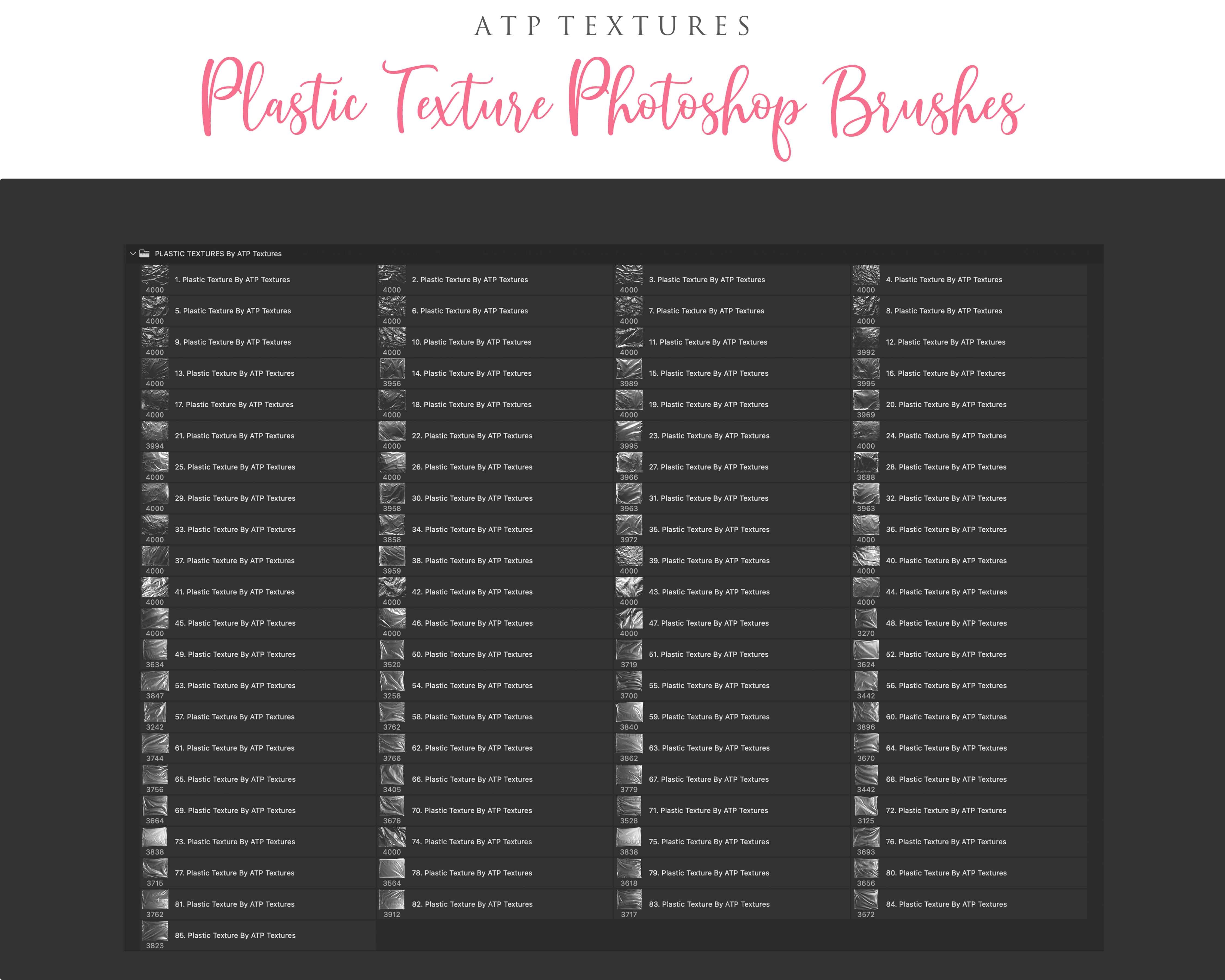 This set of Overlays & Photoshop Brushes includes JPEG Plastic Textures all different and unique with photoshop brushes. All JPEG overlays are 300dpi in high resolution. THEY ARE SUITABLE FOR FINE ART PRINTING. Digital assets for graphic art and photography.