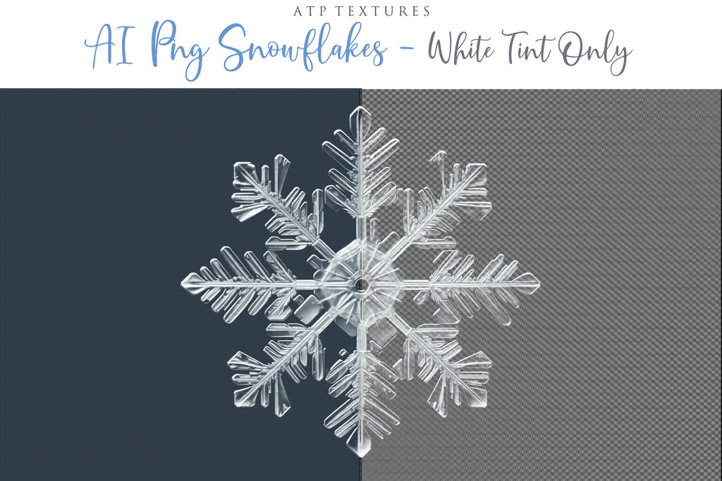 Real Snowflake Overlays & Brushes! A gorgeous addition to your beautiful photography, scrapbooking or digital art work! This set includes 60 Png Overlays 60 Jpeg Overlays 80 Photoshop brushes Instructions are included. All PNG overlays are 300dpi in high resolution. 