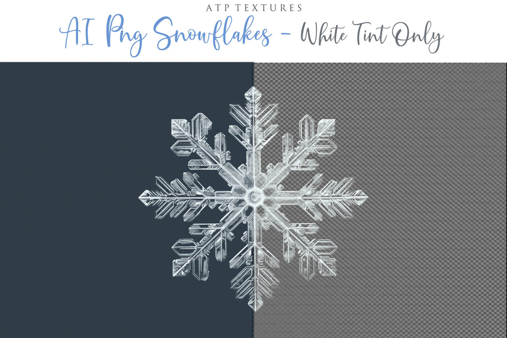 Real Snowflake Overlays & Brushes! A gorgeous addition to your beautiful photography, scrapbooking or digital art work! This set includes 60 Png Overlays 60 Jpeg Overlays 80 Photoshop brushes Instructions are included. All PNG overlays are 300dpi in high resolution. 