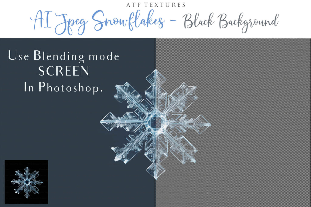 Real Snowflake Overlays & Brushes! A gorgeous addition to your beautiful photography, scrapbooking or digital art work! This set includes 60 Png Overlays 60 Jpeg Overlays 80 Photoshop brushes Instructions are included. All PNG overlays are 300dpi in high resolution. 