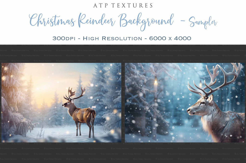 AI digital art for Scrapbooking, Photographers, Artists and Creatives.24 Jpeg Reindeer backgrounds.Each file is 300dpi. All are 4000x6000.They are in Jpeg format and high resolution.The files average between 7MB to 11MB each.You can print them as a backdrop, use as digital paper or a background for your photography.