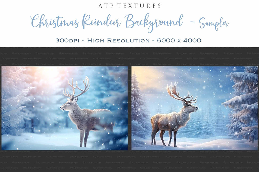 AI digital art for Scrapbooking, Photographers, Artists and Creatives.24 Jpeg Reindeer backgrounds.Each file is 300dpi. All are 4000x6000.They are in Jpeg format and high resolution.The files average between 7MB to 11MB each.You can print them as a backdrop, use as digital paper or a background for your photography.