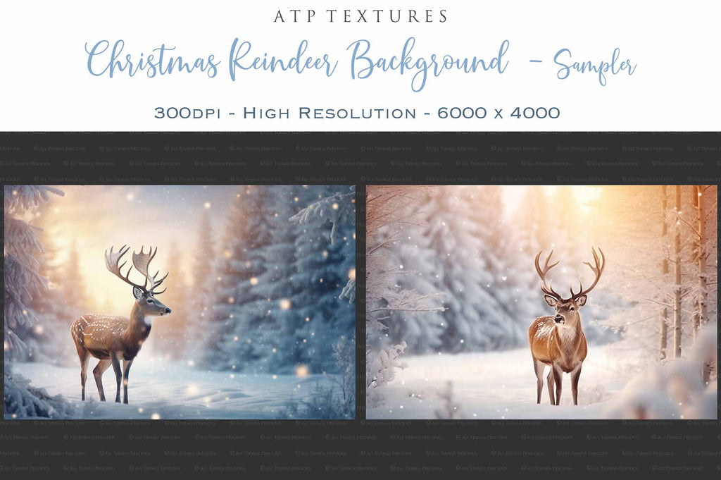 AI digital art for Scrapbooking, Photographers, Artists and Creatives.24 Jpeg Reindeer backgrounds.Each file is 300dpi. All are 4000x6000.They are in Jpeg format and high resolution.The files average between 7MB to 11MB each.You can print them as a backdrop, use as digital paper or a background for your photography.