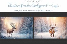 Load image into Gallery viewer, AI digital art for Scrapbooking, Photographers, Artists and Creatives.24 Jpeg Reindeer backgrounds.Each file is 300dpi. All are 4000x6000.They are in Jpeg format and high resolution.The files average between 7MB to 11MB each.You can print them as a backdrop, use as digital paper or a background for your photography.
