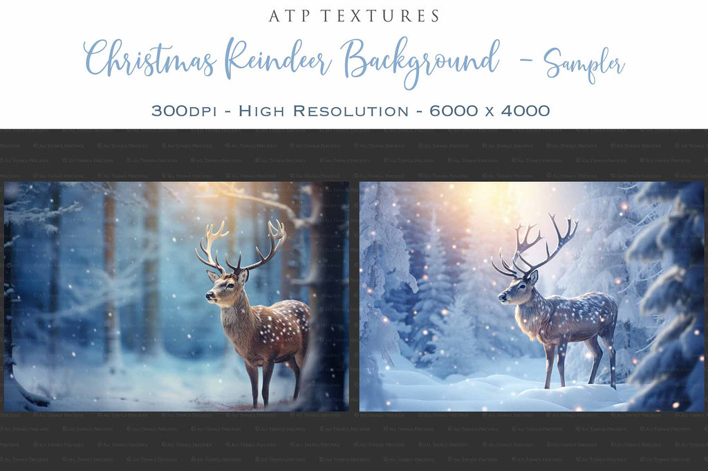 AI digital art for Scrapbooking, Photographers, Artists and Creatives.24 Jpeg Reindeer backgrounds.Each file is 300dpi. All are 4000x6000.They are in Jpeg format and high resolution.The files average between 7MB to 11MB each.You can print them as a backdrop, use as digital paper or a background for your photography.