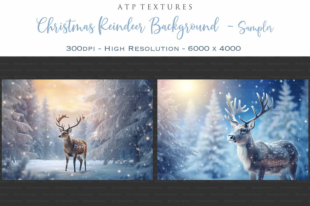 AI digital art for Scrapbooking, Photographers, Artists and Creatives.24 Jpeg Reindeer backgrounds.Each file is 300dpi. All are 4000x6000.They are in Jpeg format and high resolution.The files average between 7MB to 11MB each.You can print them as a backdrop, use as digital paper or a background for your photography.