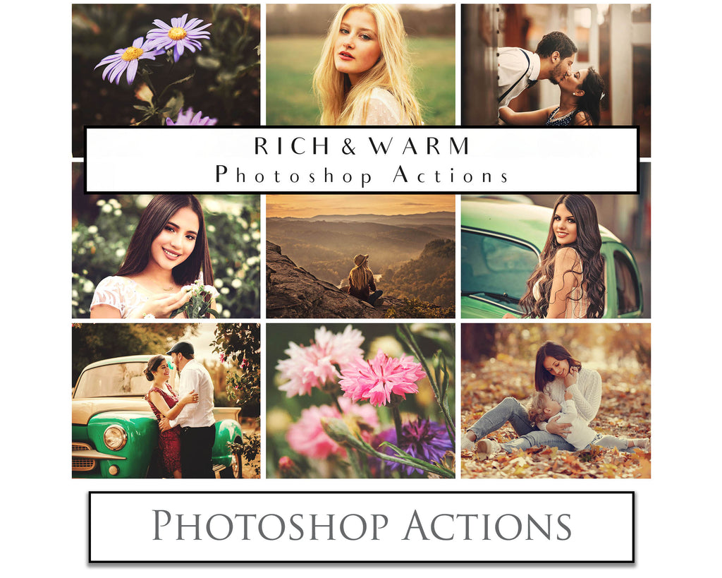 Photoshop Actions for Photography Edits. PS atn files are compatible with all versions of PS CS6. Photoshop Actions for professional photographers, photo edits and Instagram influencers. Warm, Rich, Light, Matte. For Wedding, Newborn, Studio Photography. By ATP Textures