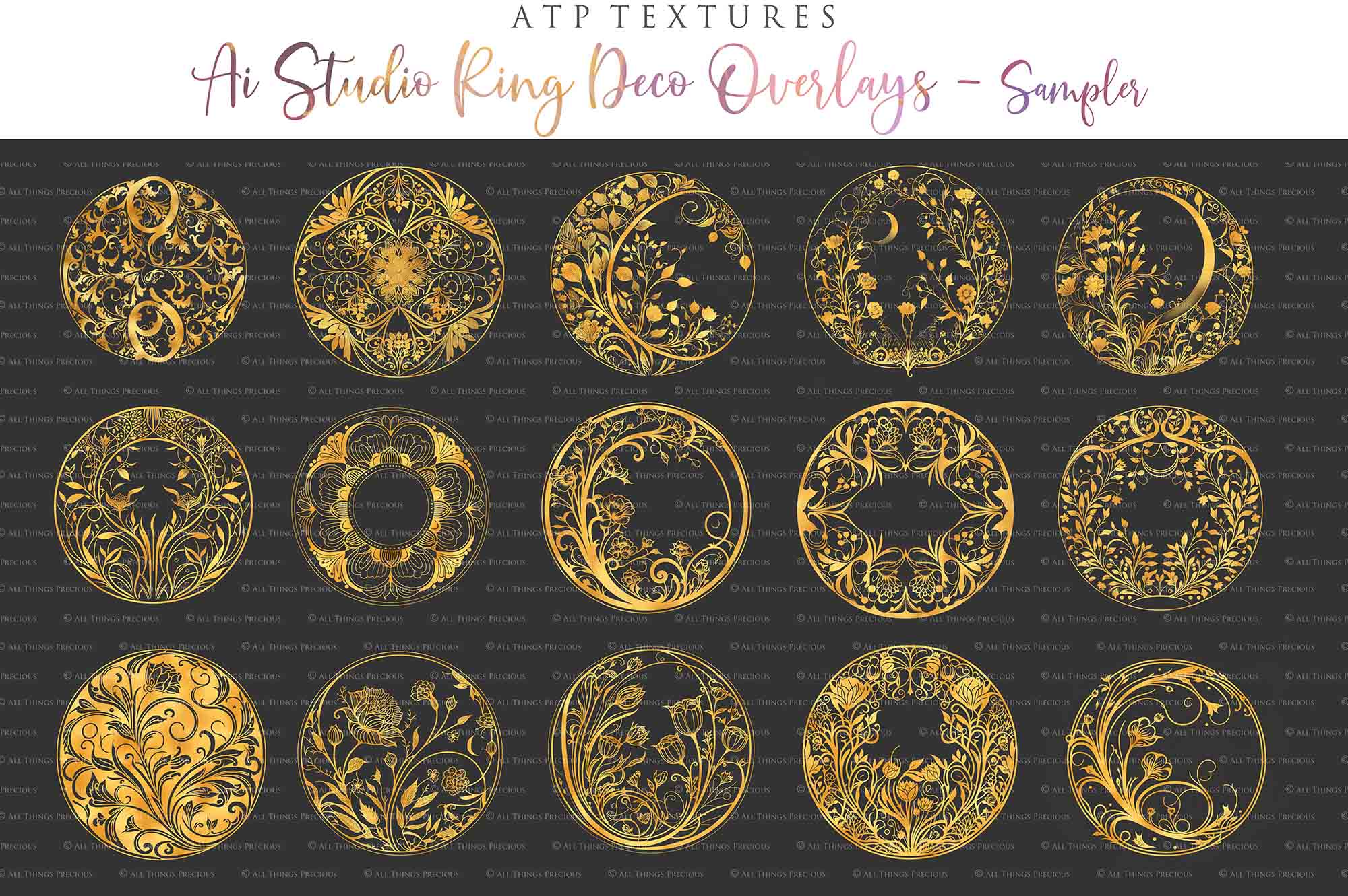 STUDIO DECO CIRCLE - GOLD - Background Digital Overlays