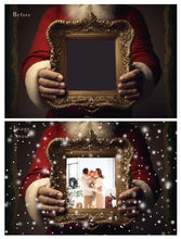 Load image into Gallery viewer, Christmas Template Background. Snow globe with snow overlays. Add a photo to the digital background. Glass Effect Ornament bauble. Jpeg and Png copies. With snow overlays included. High resolution, quality files for photography, scrapbooking.
