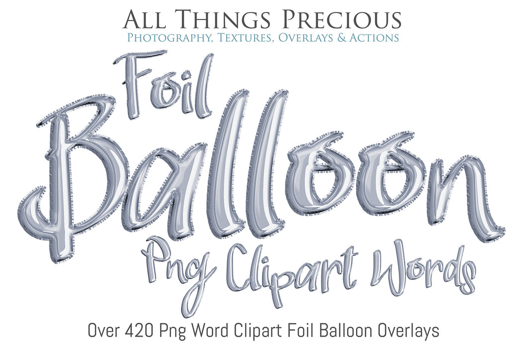 FOIL BALLOON WORDS Clipart - SILVER - FREE DOWNLOAD