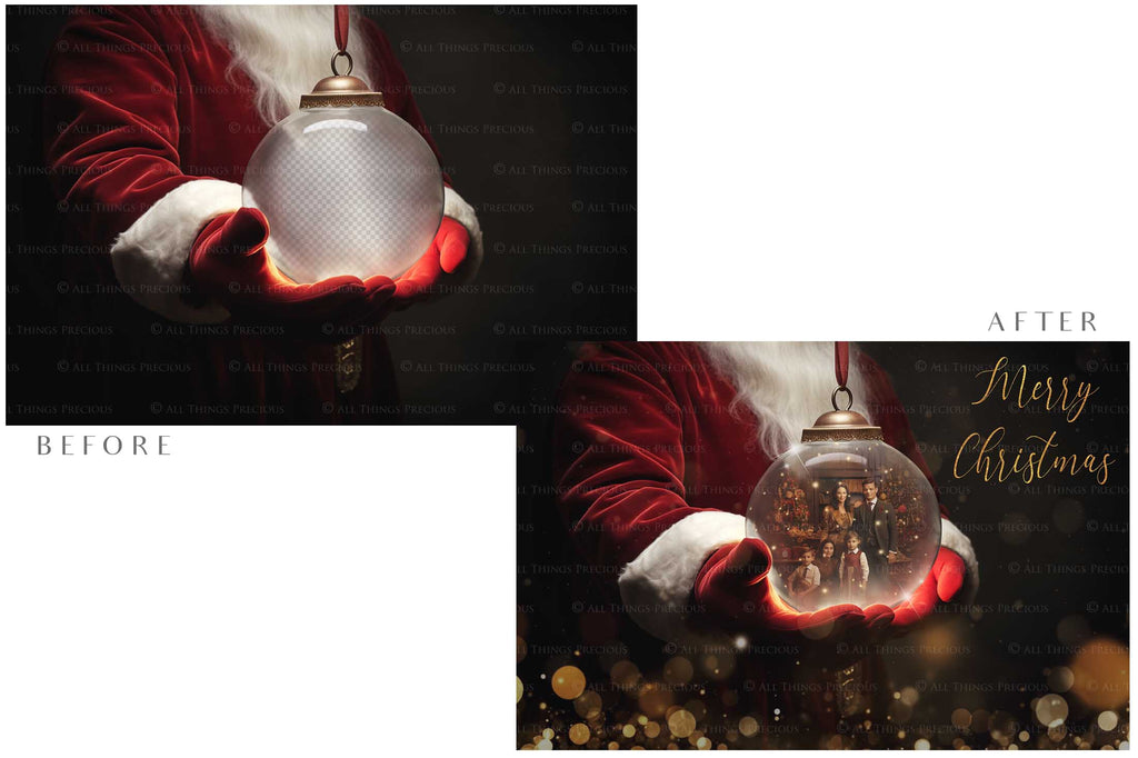 Digital background, Christmas Snow Globe Template for photoshop.  Includes jpeg background, png overlay background and snow overlays.  Video tutorial is also included in this PSD photoshop template. Perfect to add your own images. For Photography.