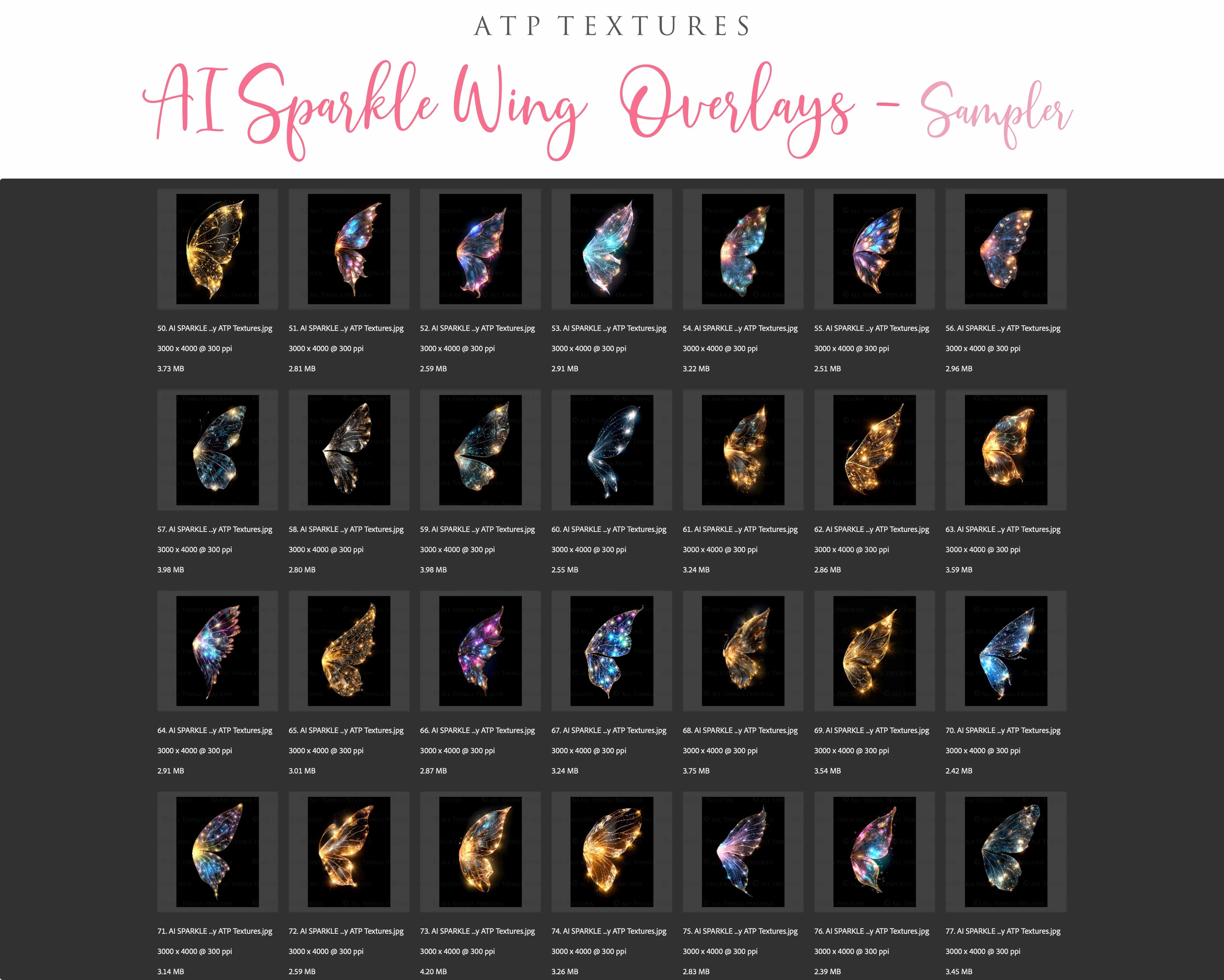 Fairy Wing Overlays For Photographers, Photoshop, Digital art. Transparent, high resolution, faery wings for photography. PNG overlays for fantasy digital art and Child portraiture. White fairy wings. Photo Overlays. Digital download. Graphic effects. Assets for photographers. ATP Textures