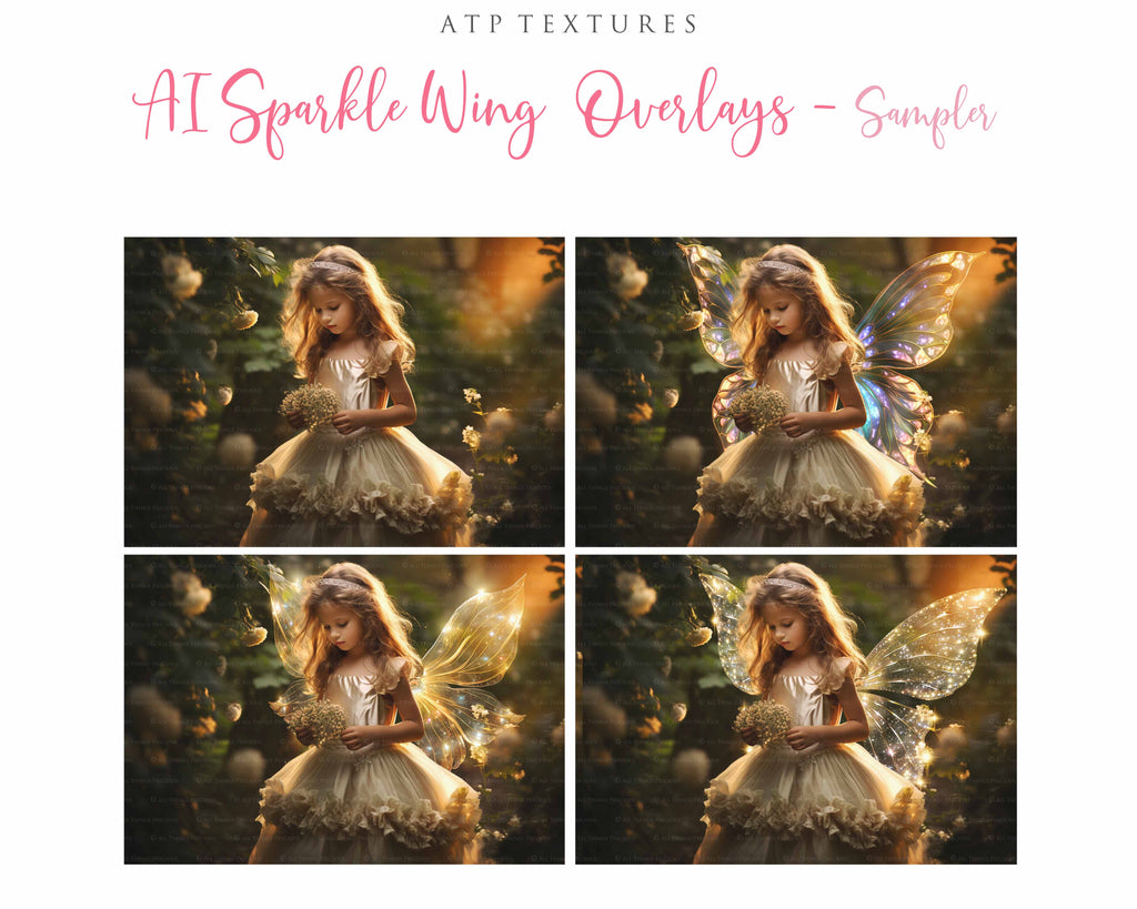 Fairy Wing Overlays For Photographers, Photoshop, Digital art. Transparent, high resolution, faery wings for photography. PNG overlays for fantasy digital art and Child portraiture. White fairy wings. Photo Overlays. Digital download. Graphic effects. Assets for photographers. ATP Textures