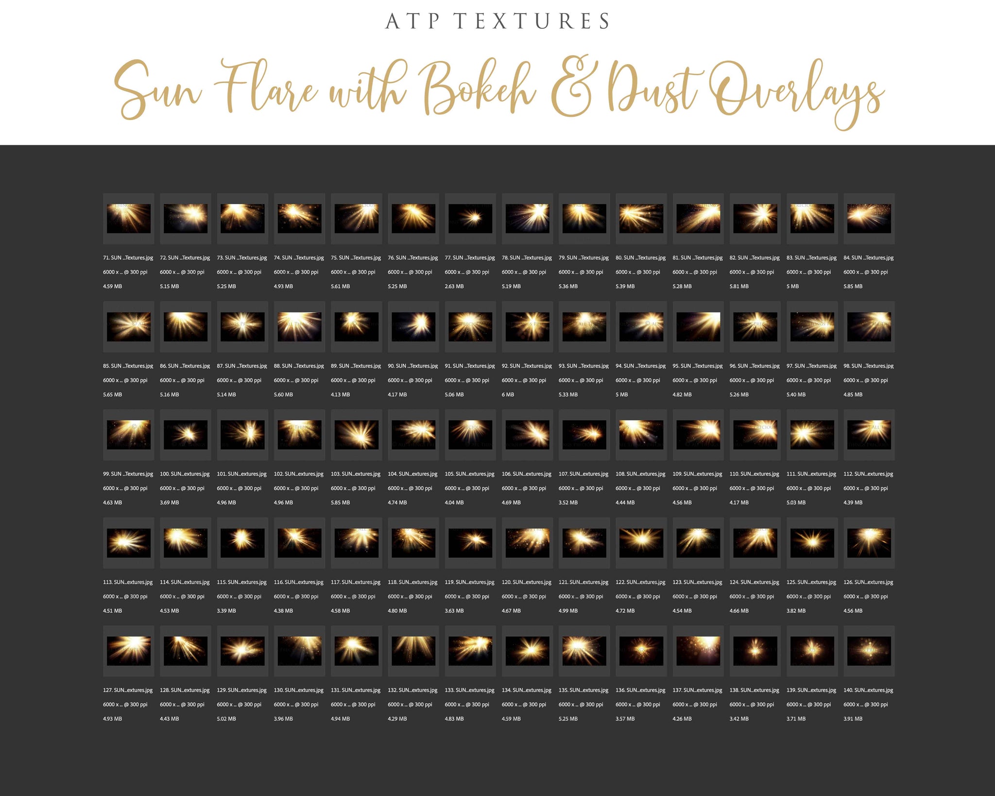 SUN FLARE, BOKEH and DUST Digital Overlays - Set 1 - ATP Textures