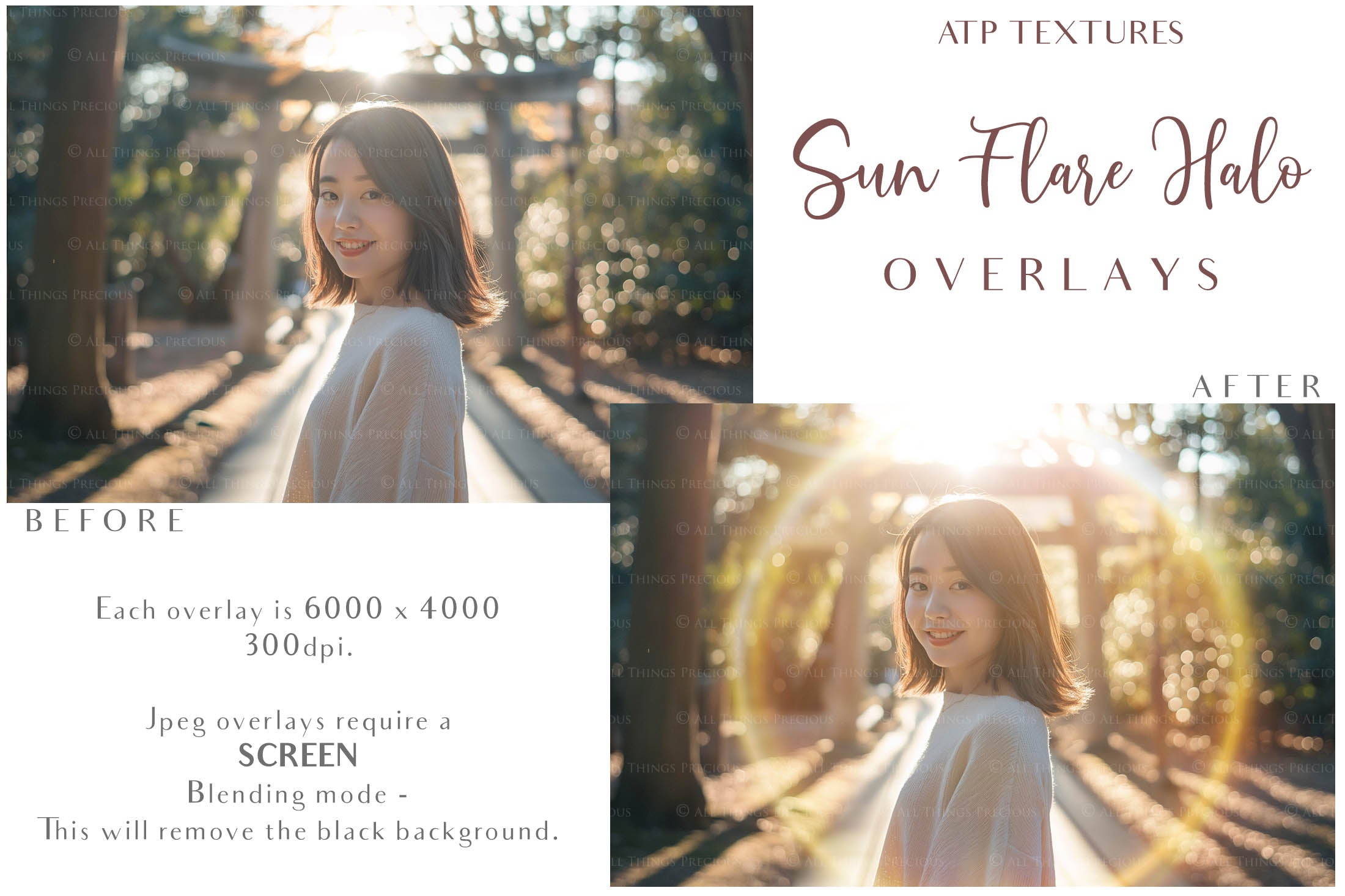 Sun flare, Sunlight Halo for digital photography. ATP Textures. High resolution digital download.