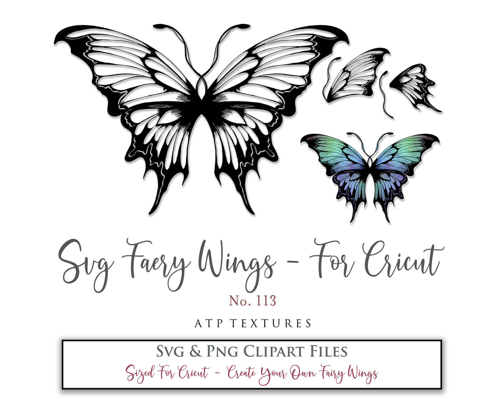 SVG & PNG Fairy/Angel Wing files for Cricut, Silhouette Cameo and other Cutting Machines. Create wearable fairy wings, all sizes. Perfect for Halloween Costumes, Fantasy, Cosplay, Photography. Prints, Wedding, Engagement, Baby Shower invitations, Sublimation Printing, Clip Art and more. Cut and assemble. ATP Textures.