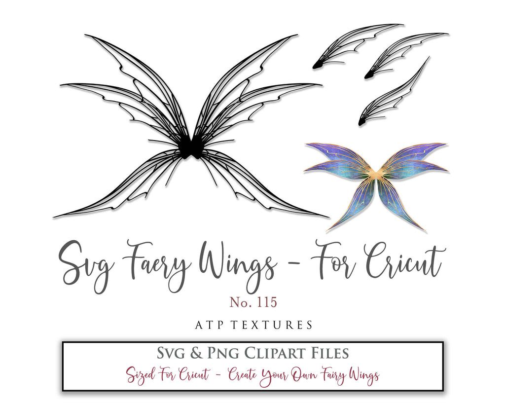 SVG & PNG Fairy/Angel Wing files for Cricut, Silhouette Cameo and other Cutting Machines. Create wearable fairy wings, all sizes. Perfect for Halloween Costumes, Fantasy, Cosplay, Photography. Prints, Wedding, Engagement, Baby Shower invitations, Sublimation Printing, Clip Art and more. Cut and assemble. ATP Textures.