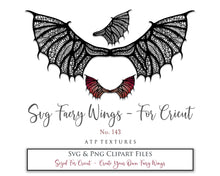 Load image into Gallery viewer, SVG &amp; PNG Fairy Wing files for Cricut or Silhouette Cameo Cutting Machine. To create wearable fairy wings, in adult or children sizes.  Use this graphic design for Halloween Costumes, Fantasy or Cosplay or photography. Use as prints in weddings, engagements or baby shower invitations. for you to cut and assemble. 
